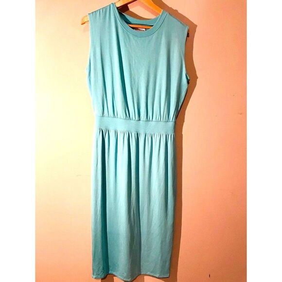 Athleta Dresses & Skirts - Athleta Santorini Cinch Midi Dress sz MED Gulf Green Turquoise Stretch Soft NWOT